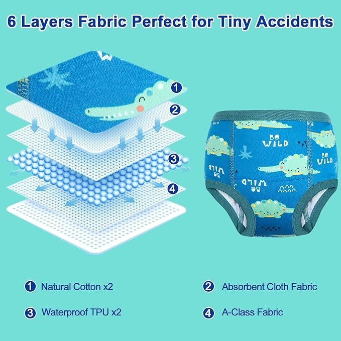 MOEMOE BABY Training Underwear 10 Packs Absorbent Potty Training Pants for Boys and Girls Cotton Pee Pants 2-9T