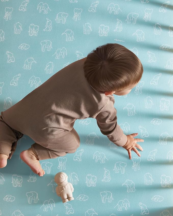 Baby Crib Sheets for Boys Girls, Fitted Crib Sheet Neutral 3 Pack for Standard Crib and Toddler Mattress, Breathable Soft Microfiber Baby Sheet 28x52x8in Elephant