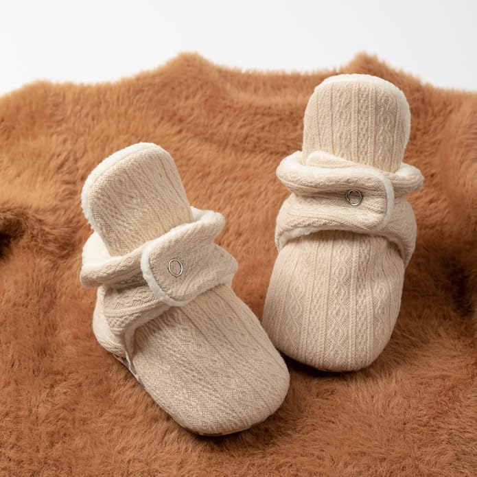 Sawimlgy Newborn Infant Baby Girl Boy Cotton Booties Stay On Sock Slippers Soft Bedroom Shoes Non-Skid Ankle Boots With Grippers Toddler Crib Warm Shoe First Walker Birthday Shower
