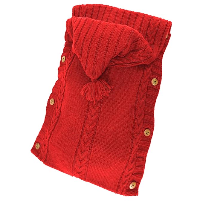 XMWEALTHY Newborn Baby Wrap Swaddle Blanket Knit Sleeping Bag Receiving Blankets Stroller Wrap for Baby(Red) (0-6 Month)