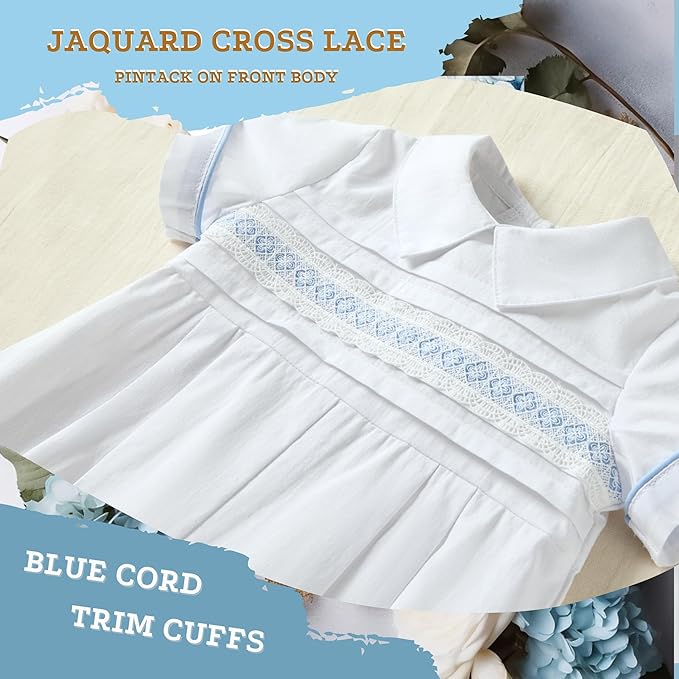 Booulfi Baptism Christening Outfits for Boys Easter White Romper Baby Romper Church Newborn Clothes