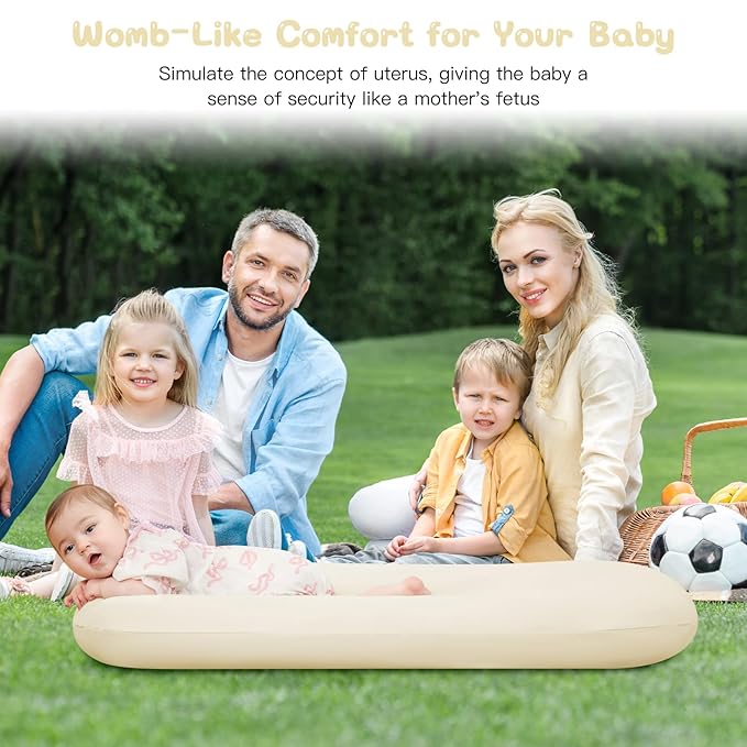 Lucakuins Baby Lounger, Bionic Design Baby Lounger for Newborn 0-24 Months, Soft Organic Cotton Breathable Lounger for Infants (Bluebell)