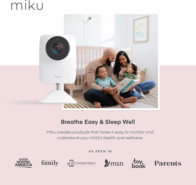 Miku Pro Updated Smart Baby Monitor, Camera and Wall Mount, Real-Time Breathing and Sleep Tracking, Contact-Free, Instant Alerts, Sleep Analytics for Newborns and Infants, Requires Paid Membership