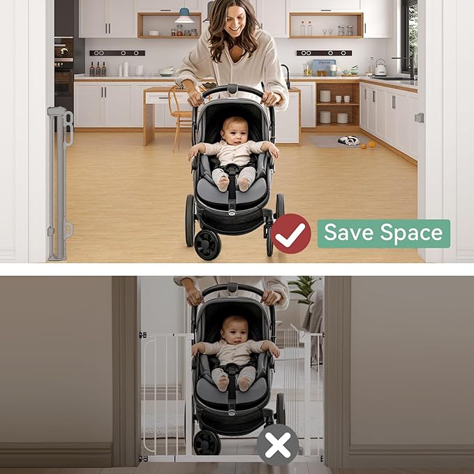 Momcozy Baby Gate 41'' Tall 118'' Wide 【Extra Wide】 for Large Opening Retractable Baby Gates for Child and Large Pets Safety Dog Gate for Stairs, Doorways, Hallways, Indoor, Outdoor