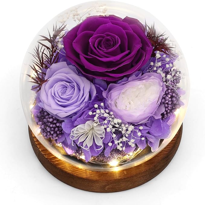 Lujechii Forever Flowers,Flowers for Delivery Prime.Birthday Gifts for Women,Moms, Lovers, Friends, Anniversaries, Preserved Flowers Unique Flower Gifts, Graduation Flower Bouquets(Purple)