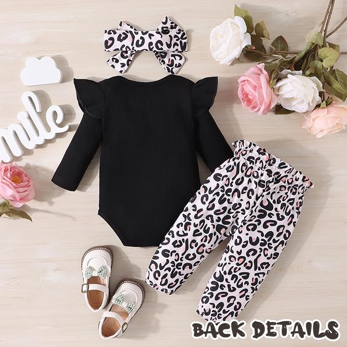 Baby Girl Clothes Newborn Infant Outfits Ruffle Romper+ Floral Pants + Cute Headband Sets for Girls