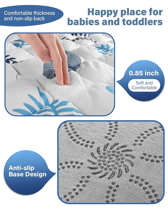 Baby Play Mat, Non-Slip Baby Mat for Floor, Soft Thicker Playpen Mat, Portable Playmat, Crawling Mat for Babies, Toddlers & Infants to Play and Learn( 71"x59")