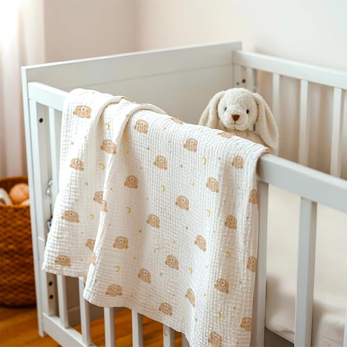 Bear Baby Blankets for Boys Girls, Soft Nursery Minky Blankets with Muslin and Dotted Fleece Back 30x40 inches, Receiving Bed Quilt for Newborn, Infants, Toddlers