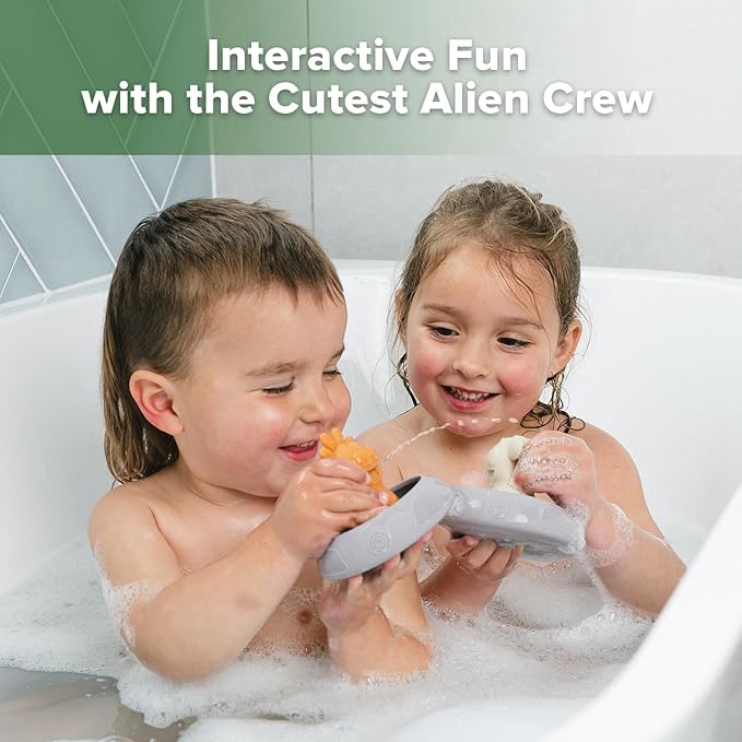 Haakaa Squeeze Alien Explorers Baby Bath Toys, Food Grade Silicone Toddler Bath Toys for Bathtubs/Swimming Pools/Beaches, Detachable Mold Free Floating Tub Toys for Kids Ages 1-3 (Bumble+Dux)
