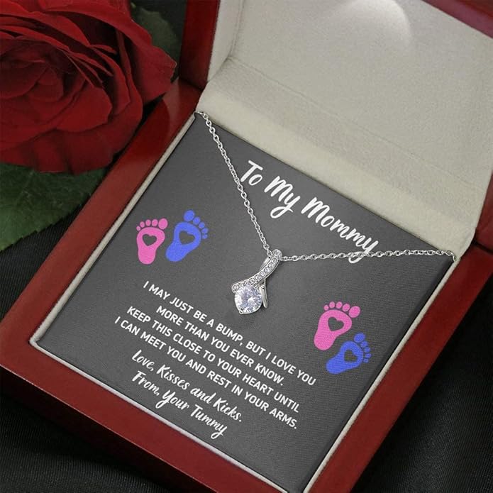 Baby Feet Jewelry Necklace, Mommy To Be Gifts For 1st Time Mom, To My Mommy Necklace Baby Bump, Gifts For Pregnant Women Mom To Be