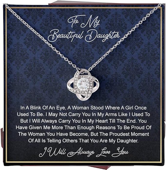 To My Daughter Gift Necklace From Dad or Mom - Badass Daughter Jewelry With Heartfelt Message & Elegant Box