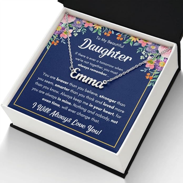 To My Beautiful Daughter Necklace from Mom & Dad | Cubic Zirconia Pendant with Heartfelt Message Card & Gift Box | Daughter Birthday, Graduation, Christmas Jewelry Gift from Parents