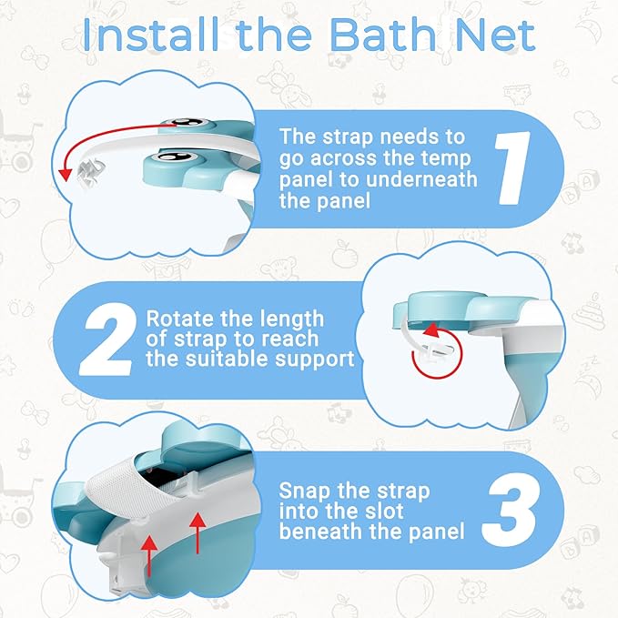 Baby Bathtub, Collapsible Newborn Bathtub for Infant to Toddler 0-24 Months with Soft Bath Net,Portable Travel Newborn Tub with No-Slip Feet, Baby Shower Gifts,Sky Blue