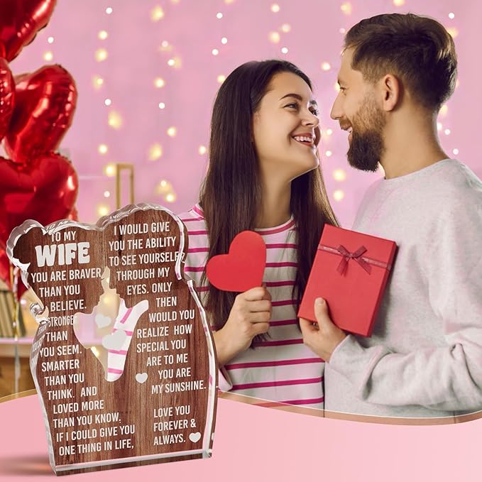 MAMAGIFTREE Valentines Day Gifts for Wife, I Love You Romantic Gifts, I Choose You with Heartfelt Message Acrylic Sign- Wedding Anniversary, Birthday Ideas for Her