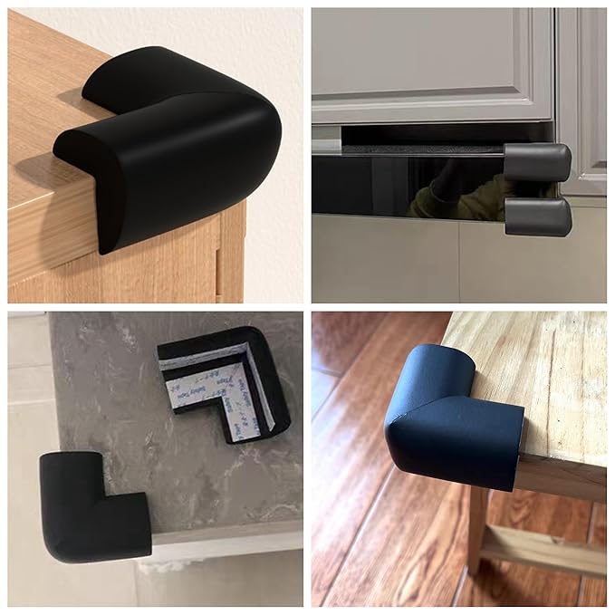 M2cbridge L Shape Extra Thick Furniture Table Edge Protectors Foam Baby Safety Bumper Guard 6.5 Ft(8 Corners(Black))
