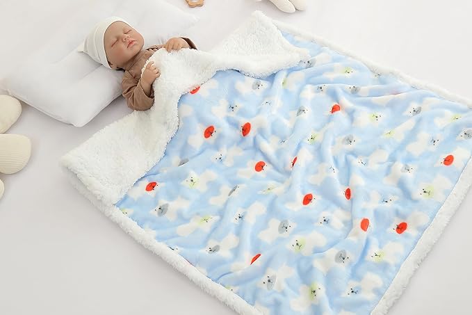 30" x 40" Newborn Blanket Soft Cozy Toddler Lightweight Fuzzy Fluffy Warm Plush Baby Blankets for Infant Toddler Unisex Crib Cot Stroller Unisex (Blue Bear)