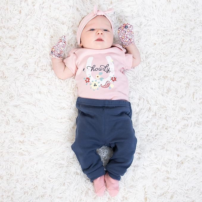 The Peanutshell Baby Layette Gift Set for Girls - 16 Piece New Born Girl Gift Set, Baby Clothes, 0-9 Months - Prairie Floral