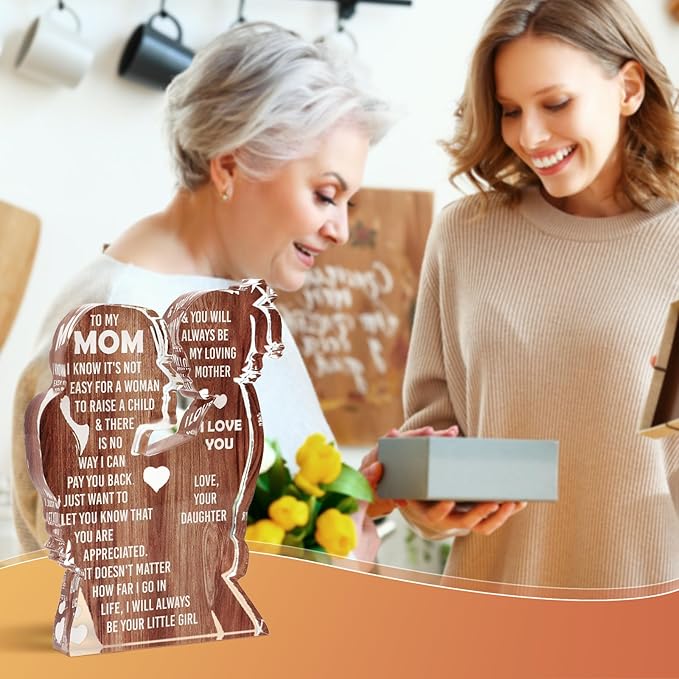 Mom from Daughter, Stocking Stuffers for Mama, Best Mom Ever, Unique Birthday Present Ideas for New Mom First Time Mom - Desk Decor Acrylic Sign