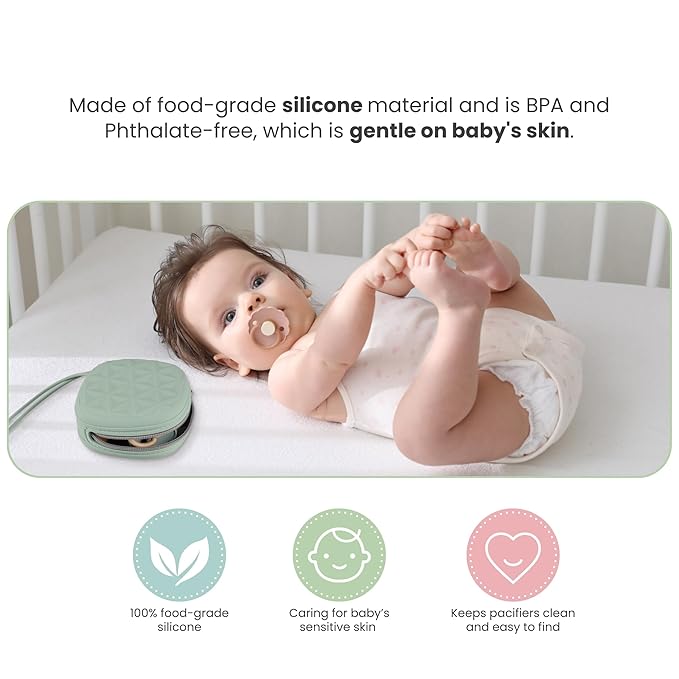 Silicone Pacifier Case for Diaper Bag, Newborn Baby Pacifier Holder Case For Boys & Girls (Color 3)