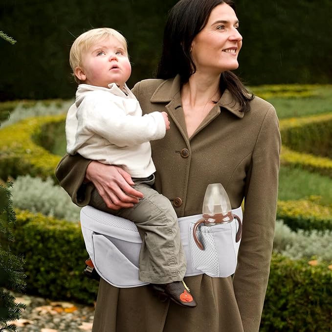 Baby Hip Seat Carrier, Adjustable Waistband with 3D Abdominal Support & Various Pockets Ergonomic Carrier for Newborns to Toddlers up to 33 lbs Medium Beige