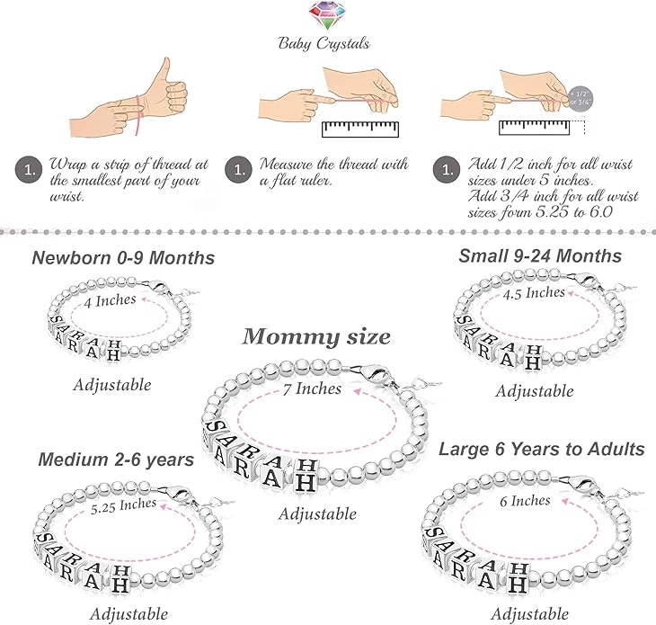 Sterling Silver Initial Bracelet, Silver Beads and Alphabet letters with your Name, Birthday Girl Bracelets for Girls Baptism Gifts, Personalized Birthday Gifts