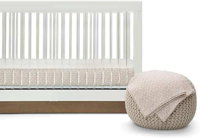Delta Children 100% Cotton Muslin Baby Receiving Blankets for Girls and Boys – 47x47 Inches (Pack of 2), Neutral Boho