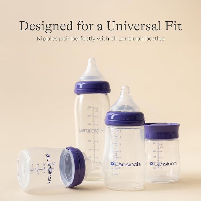 Lansinoh NaturalWave Newborn Gift Set – 3 Anti‑Colic 5 oz Bottles with S‑Flow Nipples + 3 Breastfeeding 8 oz Bottles with M‑Flow Nipples (6 Pack)