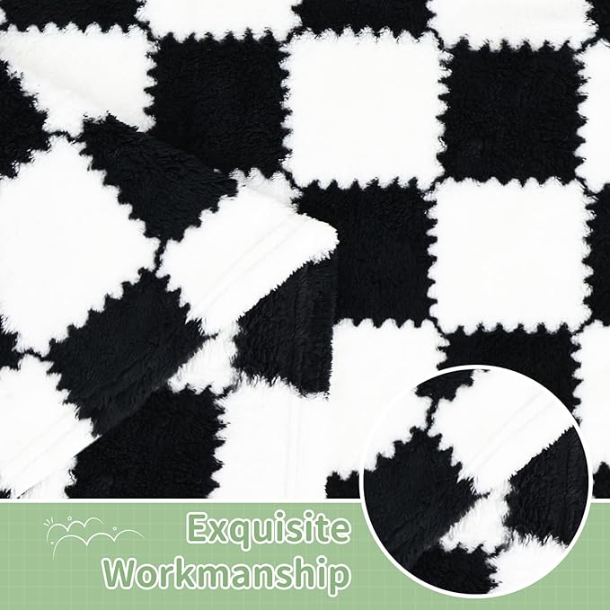 Checkered Baby Blanket for Boys, 2 Pack Soft Baby Boy Blankets, Small 28 x 40 inches Toddler Fleece Blanket, Essentials Crib Stroller Items, Newborn Gift (Black)