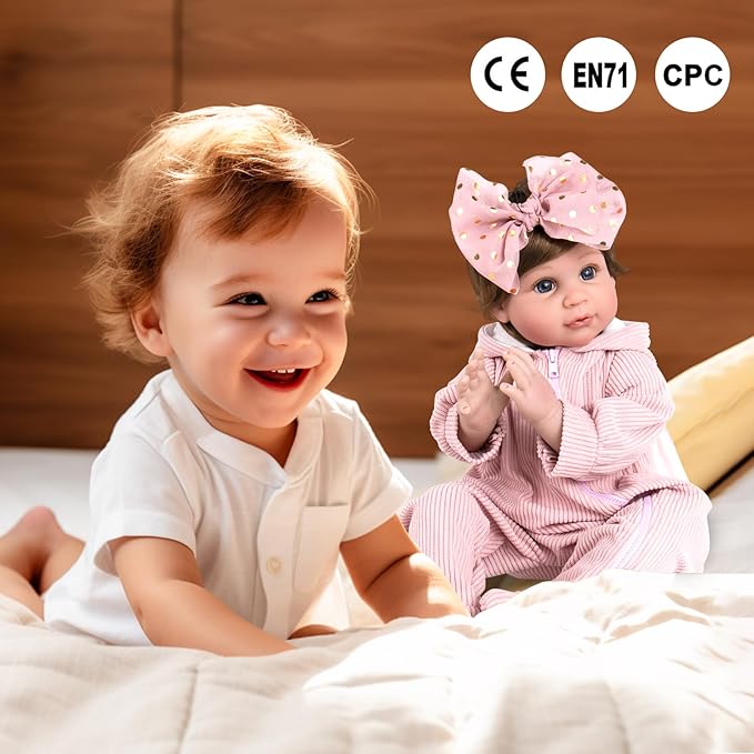 Aori Reborn Baby Doll Realistic Girl - Lifelike 22-Inch Newborn Dolls with Poseable Limbs and Feeding Kit, Great Gift Set for Kids 3+