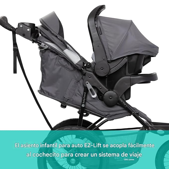 Baby Trend Expedition® Zero Flat Jogger Travel System with LED Lights, Dash Grey