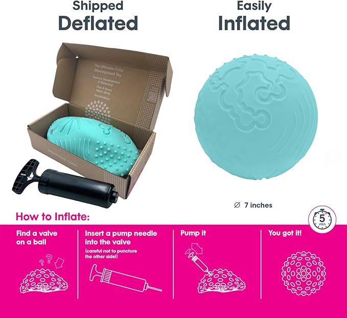 Edushape Texture-iffic Sensory Ball for Baby - 7" Baby Ball for Kids with 8 Sections of Different Tactile Patterns