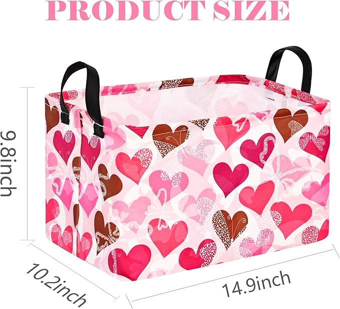 Rectangle Heart Partten Kids Gift Home Shelf Storage Basket Organizer Box Clothes Laundry Hamper Toys Nursery Basket Baby Laundry Box with Handles