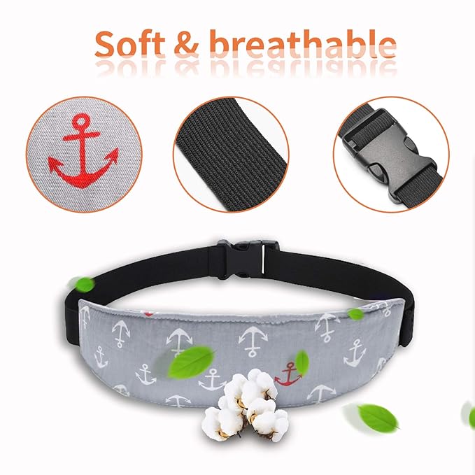 Baby Carseat Head Support,Car seat Straps Pillow Support Ban,Stroller Neck Relief Strap Headrest,Slumber Sling Sleep Positioner for Toddler Infants Child Children Kids(Gery Unicorn)