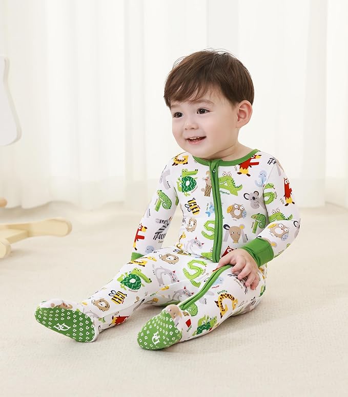 Baby Boys Girls Romper-Viscose Made from Bamboo, Long Sleeve Jumpsuits Soft Footless Rompers, Unisex