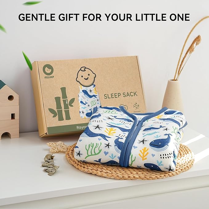 Baby Sleep Sack 6-12 Months Rayon Made From Bamboo 1.0 Tog Soft Wearable Blanket Baby Sleeping Bag for Infant Newborn 2-Way Zipper Toddler Sleep Sacks