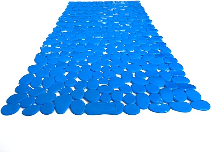 “Pebbles” Non-Slip Bathtub/Shower Mat 27.5”x14” Rectangular, Non-Toxic, Safe, Clean, Machine-Washable, Superior Grip & Drainage, Vinyl, for Smooth Floors ONLY, Opaque Light Blue