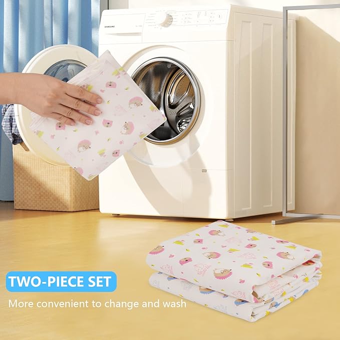 2 Pcs 20x27Inches Waterproof Changing Pads,Reusable Leak Proof Crib Disaper Pads,Portable Unisex Baby Changing Mat for Home&Travel.(Pink)