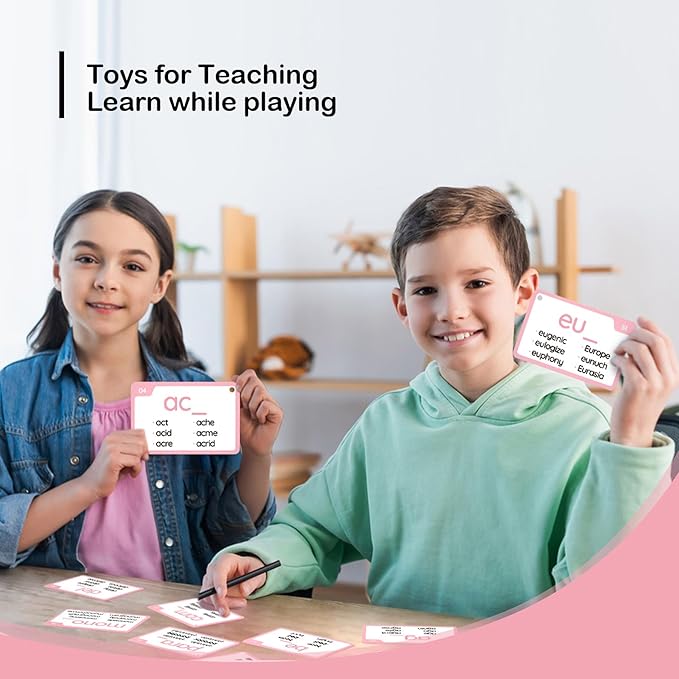 WJPC 116 Set Phonics Prefix Suffix Sigh Words Flash Cards for 7,8,9,10,11,12 Years 2nd, 3rd, 4th, 5th Grade Boys&Girls&Kids Learning Writing Reading