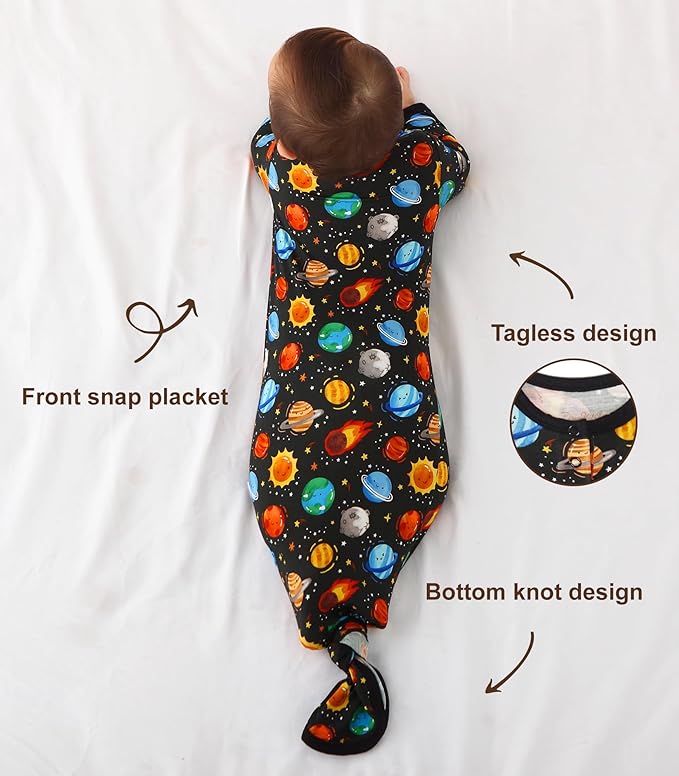 Baby Sleeper Gown Viscose from Bamboo Newborn Nightgowns Unisex Long Sleeve Sleep Sack