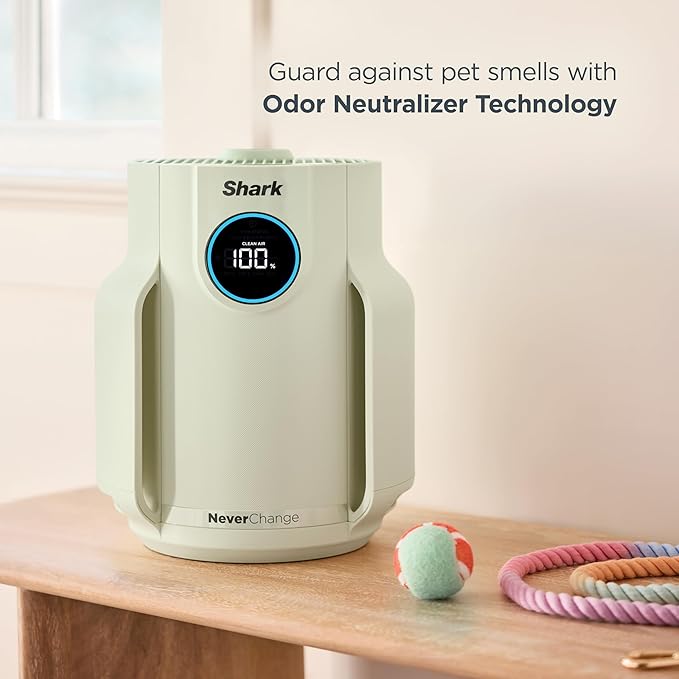 Shark NeverChange Air Purifier Compact Pro with Long-lasting HEPA Exceeding Filtration, Captures Pet Dander, Dust, Smoke, and Allergens, up to 250 sq. ft. for Bedroom, Home Office, Dorm, HP072GN