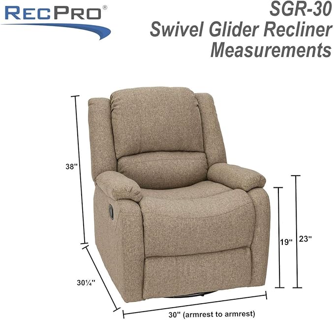 RecPro Charles Collection | 30" Swivel Glider RV Recliner | RV Living Room (Slideout) Chair | RV Furniture | Glider Chair | Oatmeal or Fossil | Cloth (1 Pack, Oatmeal)