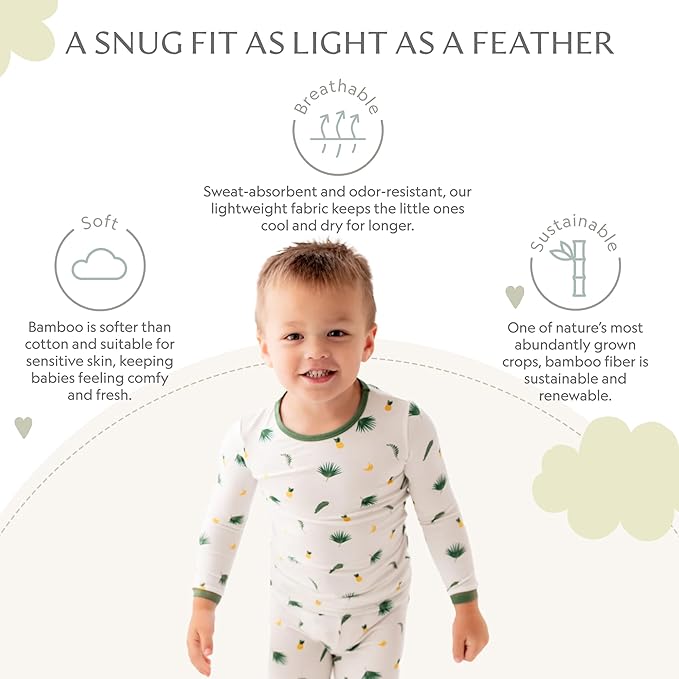 Toddler Pajamas – 95% Bamboo Viscose, 5% Spandex – Soft, Breathable Long-Sleeve Pajama Set for Kids, Sleepwear, Imported