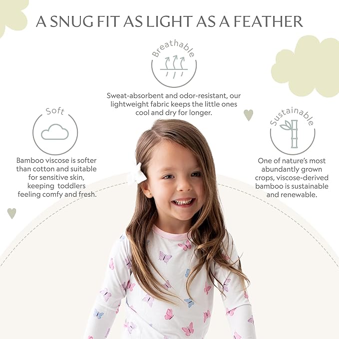 Toddler Pajamas – 95% Bamboo Viscose, 5% Spandex – Soft, Breathable Long-Sleeve Pajama Set for Kids, Sleepwear, Imported