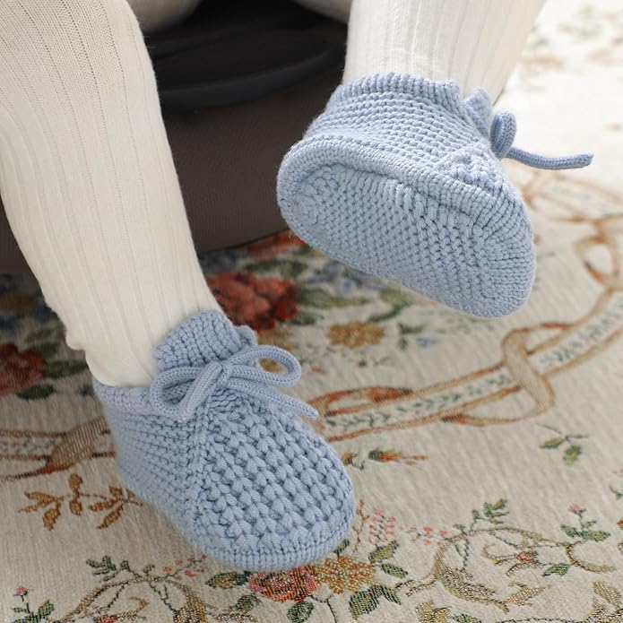 DovFanny Baby Booties Newborn Baby First Shoes Cozy Warm Knit Soft Booties for Toddler Infant Boy Girl