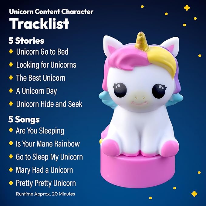 Kids Book Projector - 5 Unicorn & 5 Classic Read-Aloud Stories, 10 Songs, Night Light & Soothing Dream Music | Children Ages 3+ Storytime Projector for Kids & Toddlers | Owl & Unicorn