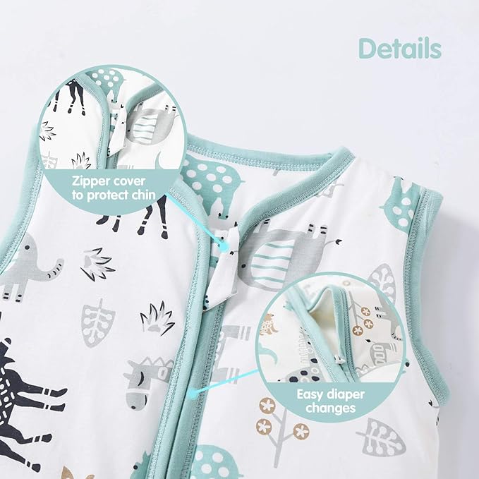 Mosebears Sleep Sack Baby Winter Wearable Blanket with 2-Way Zipper,2.5 TOG Cotton Sleep Sack Unisex (Deer, 0-6 Months)