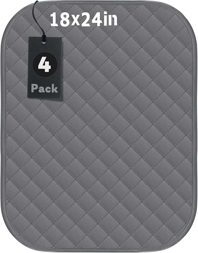 Waterproof Pads for Bed 18x24 Inch(4Pack),Pee Pads for Kids,Hide Stains,Bed Protector Pads,Bed Wetting Pad for Kid,Pet, Incontinence Pad for Bed,Washable Incontinence Pad,Waterproof Bed Pad