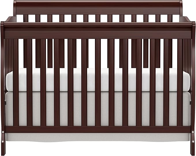 Baby Crib 5-in-1 Convertible, Wooden Cribs Converts to Toddler Bed, Daybed and Full-Size Bed, Nursery Furniture with Non-Toxic Finishes (Espresso)
