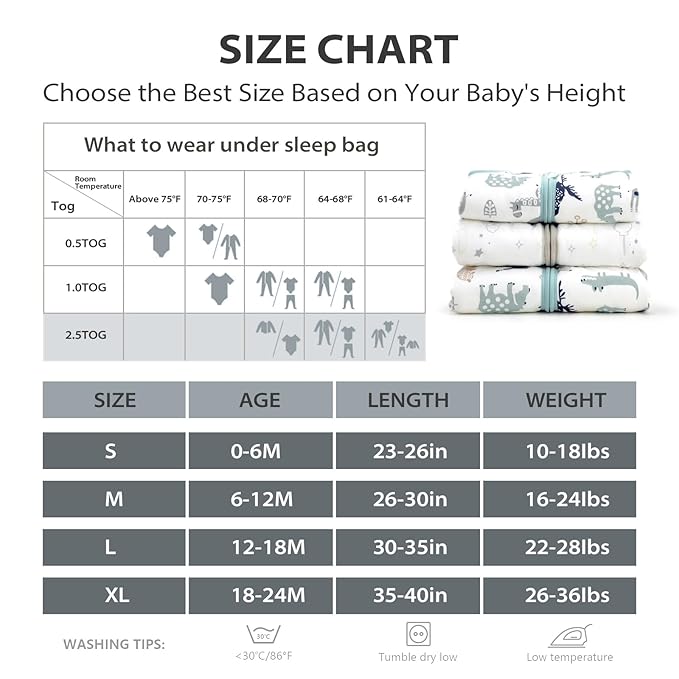 Mosebears Sleep Sack Baby Winter Wearable Blanket with 2-Way Zipper,2.5 TOG Cotton Sleep Sack Unisex (Deer, 0-6 Months)