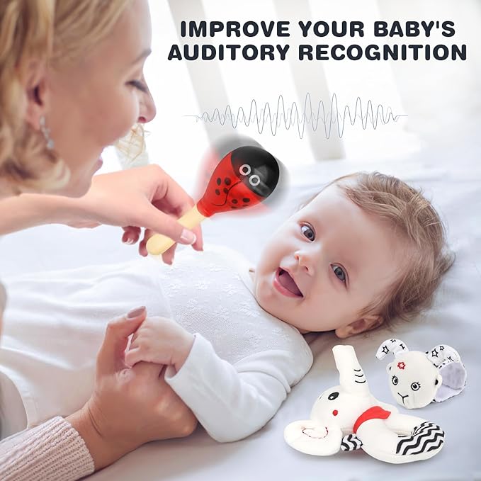 Joyreal High Contrast Baby Toys 0-6 Months, Black and White Sensory Toys for Newborn Brain Development, Montessori Infant Toys with 20 Cards